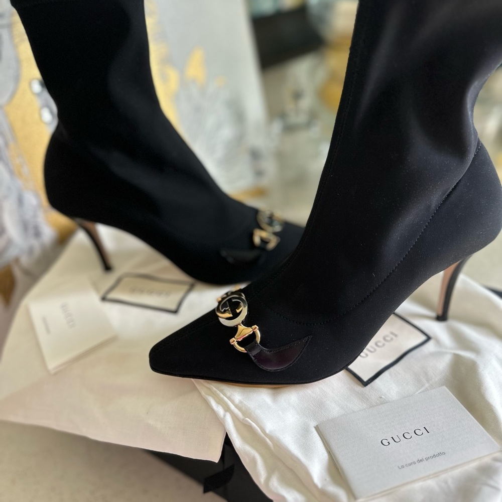 Gucci Black Zumi Heeled Ankle Womens Boots/Booties Size: US 7.5. 💯 authentic.